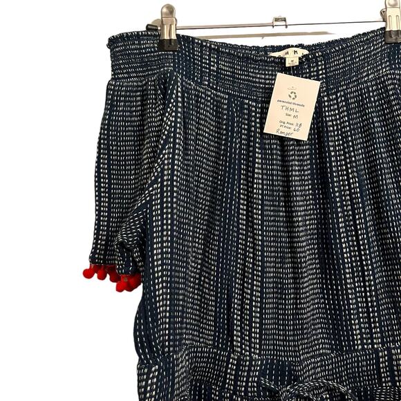 THML Womens navy romper with red poms Size Medium - Picture 5 of 8